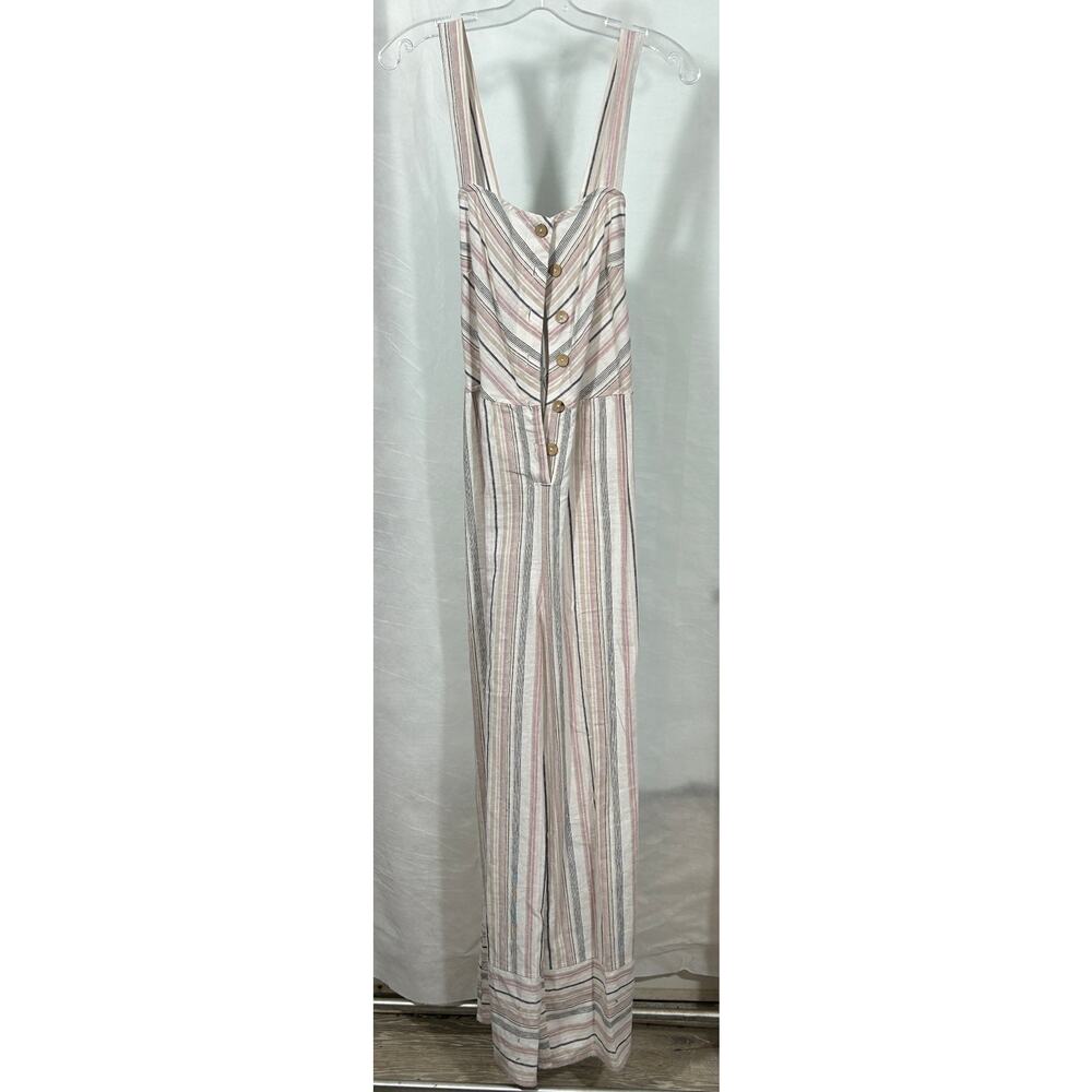 Universal Thread Striped Linen Blend Jumpsuit - S… - image 1